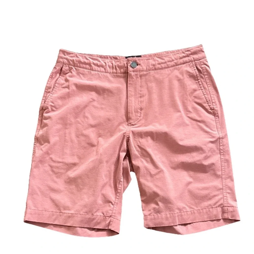 Faherty All Day Shorts Men 32 Pink Stretch Chino 9 Inseam Casual